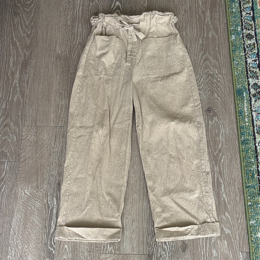 Zara Tan Paperbag Waist Casual Pants